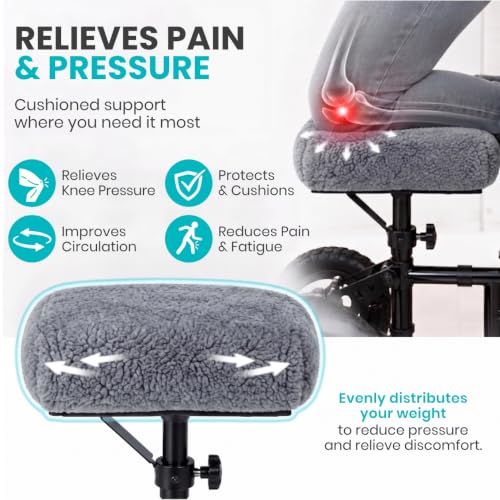 Vive Mobility Knee Scooter Pad Cover - Soft Adult Sheepskin Memory Foam - color: Gray