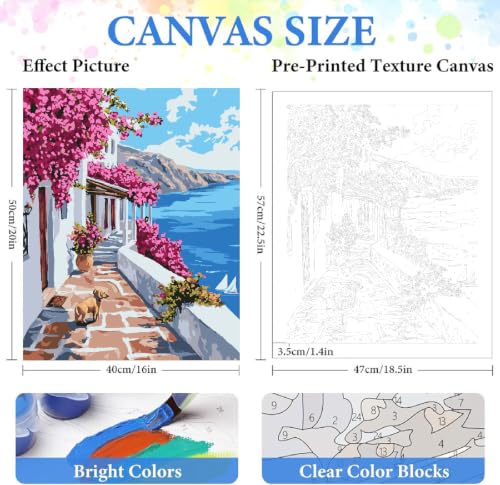 ZRIZQ Landscape Paint by Numbers Kit for Adults Beginner,Scenery,16x20 | Full set with rich paints,wooden brushes,rolled canvas.Calming activity.Beginner friendly.Just open and paint. - color: 16"X20"Rolled Canvas(Frameless)-Landscape 17