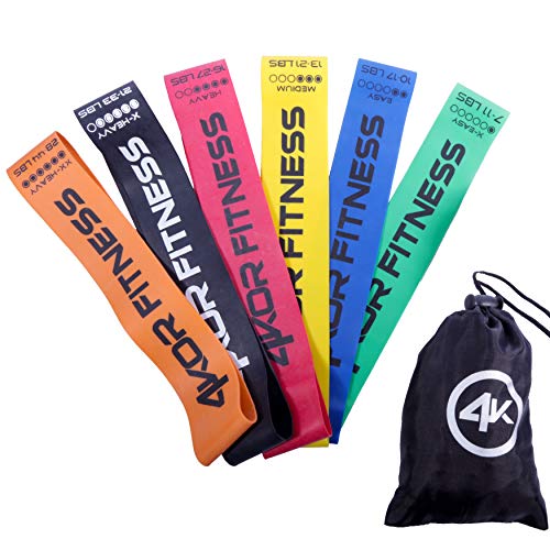 4KOR Fitness Resistance Loop Band Set, Perfect for Crossfit, Yoga, Physical Therapy, and Booty Building - color: 6 Piece Miniband Set (2" x 12")