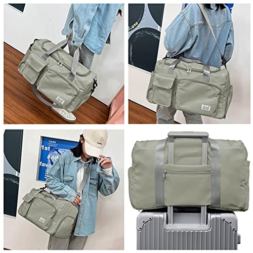 Suruid Gym Bag with Shoe Compartment, Sports Duffle Bag for Women, DGray - color: Dark Gray
