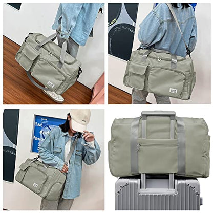Suruid Gym Bag with Shoe Compartment, Sports Duffle Bag for Women, DGray - color: Dark Gray