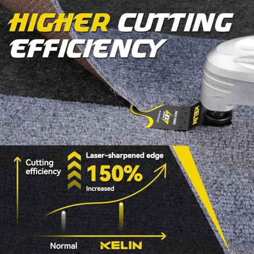 KELIN 6PCS Titanium Oscillating Tool Blades, Universal Multitool Blades | Multitool Hook Knife for Soft Materials Like Roofing Shingles,Carpet,Cardboard & PVC Flooring,Universal Interface - size: 6 PCS B