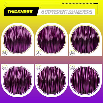 Aluminum Craft Wire,8 Gauge (3mm) Purple Bendable Wire,32 Feet Continuous Roll for Jewelry Making,Sculpting,Floral & Armature Projects - size: 8 Gauge 32FT, style: Purple