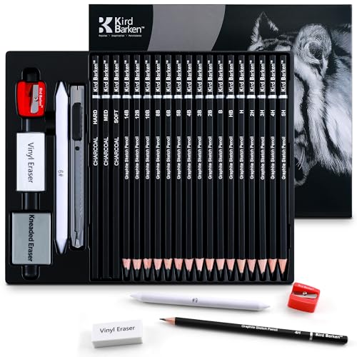 24PCS Professional Sketch Pencil Set – 5H to 14B Pencils, Charcoal Pencils, Art Supplies Kit with Erasers, Sharpener, Knife – Ideal Gift for Artists, Students, Kids, Beginners