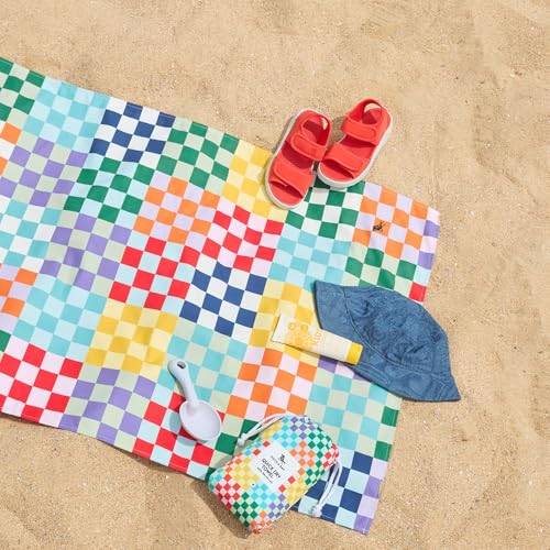 Dock & Bay Kid's Towel - for Beach Use - Quick Dry, Sand Free - Compact, Lightweight - 100% Recycled - Includes Bag - Check Me Out, Medium (130x70cm, 51x28) - color: Check Me Out, size: Medium (130x70cm, 51x27")