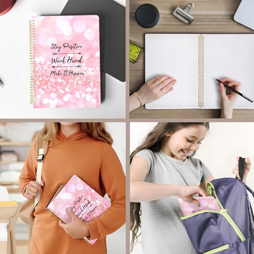 Cute Spiral Notebook journal A4 Aesthetic Pretty Design for Women Girls Kawaii with Pocket, 8.5 x 11 inch, Lined, Positive - color: Positive, style: Lined