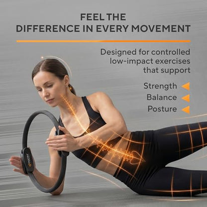 Pilates Ring Circle, Magic Circle Pilates Ring, Inner Thigh Exercise Equipment, Fitness Rings for Women, Thigh Master Inner Thigh Exerciser, Yoga Ring Pilates Equipment for Home Workouts - color: Carbon Black