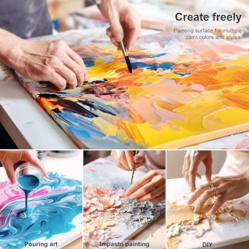 PHOENIX Long Stretched Canvas for Painting 7x14 Inch/6 Value Pack, 8 Oz Triple Primed, 5/8 Inch Profile, 100% Cotton White Blank Canvas, Rectangular Framed Canvas for Oil Acrylic & Pouring Art - size: 7"x14", style: Studio Set (8 Oz.)