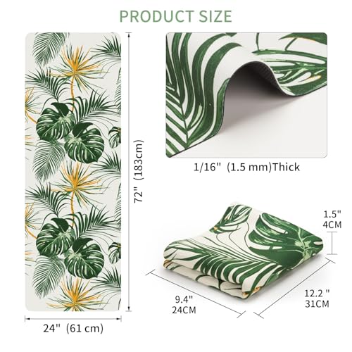 Travel Suede Yoga Mat 1.5mm Thick Non Slip Foldable Lightweigh Sweat Absorbent Exercise Mat for Hot Yoga Pilates Home Gym Outdoor, 72"L x 24"W, 3 lbs - color: Green