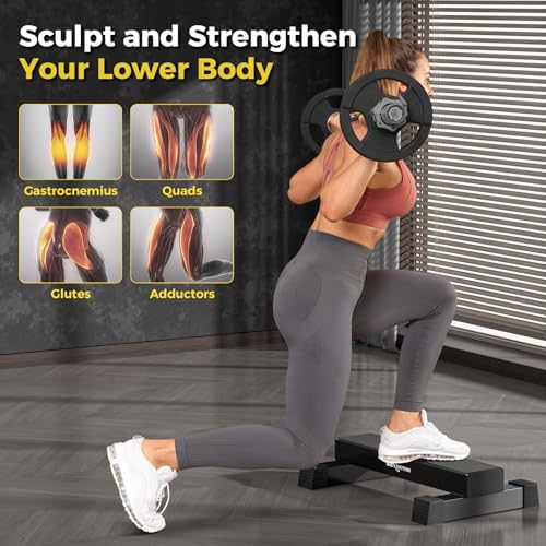 Upgraded Calf Raise Bar for Home Gym Workouts, Standing Calf Raise Machine for Calf Stretching, Squating, Foot Stretching, Anti-Slip Solid Calf Block, Ankle Calf Stretcher. - color: Black