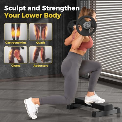 Upgraded Calf Raise Bar for Home Gym Workouts, Standing Calf Raise Machine for Calf Stretching, Squating, Foot Stretching, Anti-Slip Solid Calf Block, Ankle Calf Stretcher. - color: Black