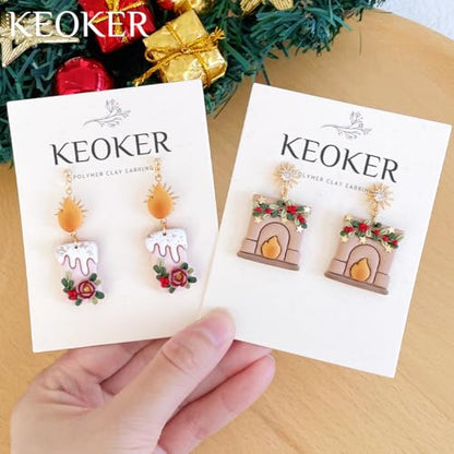 Keoker Christmas Clay Cutters, 16 Shapes Polymer Christmas Clay Cutters for Earrings - color: Whitecolor B