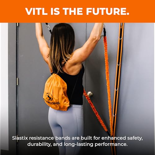 Stroops VITL Slastix Resistance Bands Set | All-in-One Full Body Workout System Bands, Handles, Foot Straps, Door Anchors, Agility Dots & Carry Bag for Home Fitness - color: Orange, size: Full Kit