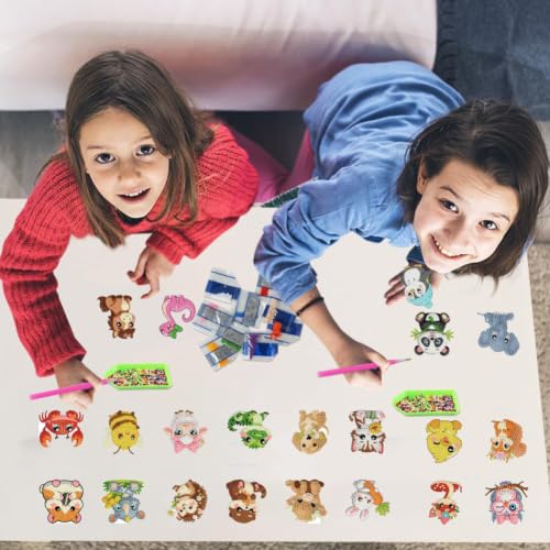 30Pcs Animal Diamond Painting Magnets Kits for Adults, Cute Animal Diamond Art Magnet Kits for Beginners, 5D DIY Rhinestone Elephant Cow Refrigerator Magnetic Sticker for Crafts Fridge Gifts