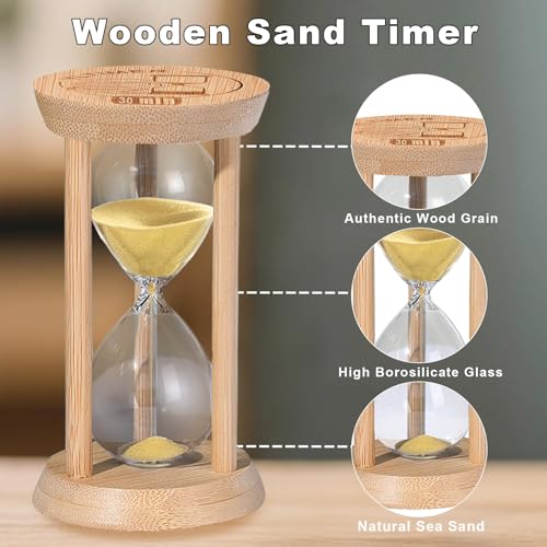 30 Minute Wooden Sand Timers,Large Bamboo Gold Sand Hourglass for Productivity, Meditation & Decor, 30 Min Reloj De Arena Sand Watch for Kitchen, Office, Game, Classroom, Yoga - color: Gold, size: 30 minute