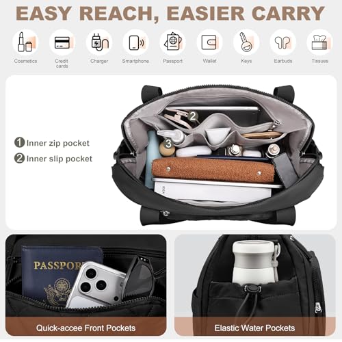 SYTRAH Gym Bag for Women, Duffle Sport Purse for Travel & Dance Black - color: Black(No shoe compartment)