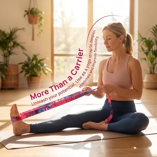 Adjustable Yoga Mat Carry Strap Multicolor Fitness Sling for Sports Equipment - color: Purple