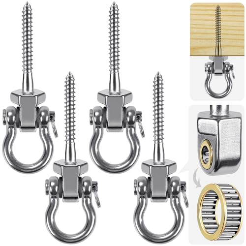 SELEWARE Heavy Duty Swing Hanger with Bearings, 4 Pack Porch Swing Hardware | 304 Stainless Steel, Smooth Quiet Rotation, Supports Up to 1500LB, Ideal for Porch Swings, Hammocks and Playground Swings - color: U (5 Inch, 4 Pack)