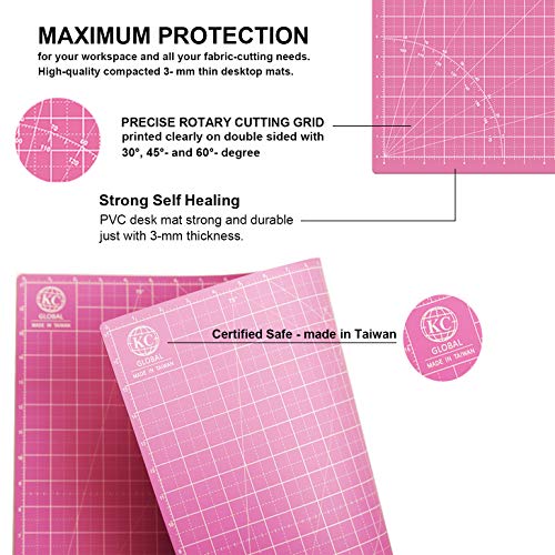 KC GLOBAL A1 (36"x24") Self-Healing Cutting Mat (Pink) - Sturdy, Reversible, Eco-Friendly, Non-Slip. Premium Desk Mat for Crafters, Quilters, and Hobbyist - color: Pink, size: 36"L x 24"W