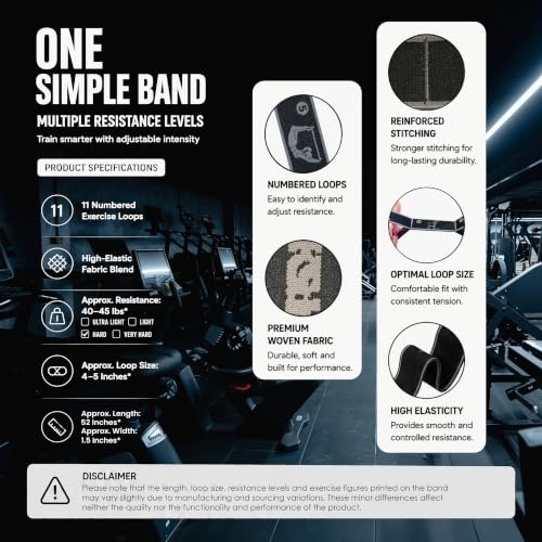 Multi-Loop Fabric Elastic Resistance Band for Strength Training - color: Black Single Band 40-45 Lbs