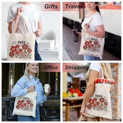 Inspirational Christian Gifts Canvas Tote Bag for Women, Christmas Friendship Birthday Religious Grocery Bags - color: Okay