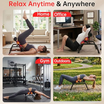 Mini Inversion Table with Back Massage Roller, Back Stretching Machine