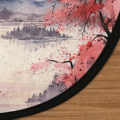 Japanese Style Art Print Round Area Rug 3Ft Circle Carpet Floor Mat - color: Art Print, size: 3 ft