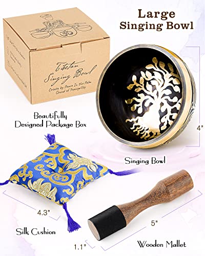 Hihealer Singing Bowl, Authentic Tibetan Sound Bowl for Yoga - color: Blue