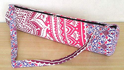 INDIAN CRAFT CASTLE ICC Yoga Mat Bag Carrier Full-Zip Exercise Yoga Mat Carry Bag for Women Men with Multi-Functional Storage Pockets and Adjustable Shoulder Strap 26X6 Inches - style: Pink Ombre Half