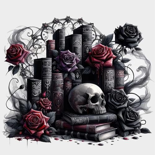 Gothic Diamond Art Kits for Adults,Skull Book Diamond Painting Kits 14X14In | 5D Diamond Art Paintings for Beginners,Round Full Drill Diamond Dot Tools Kit,Extra Diamonds,Stress Relief Craft,DIY Gift - color: diamond art-260108-2