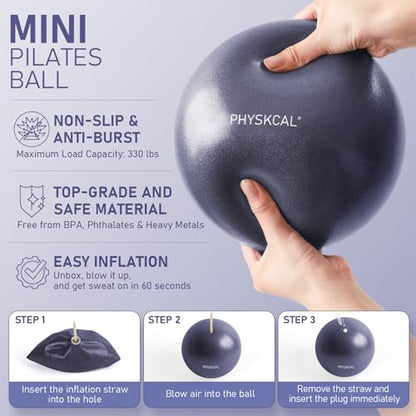 PhysKcal Pilates Kit, 15-Inch Pilates Ring with 1x Pilates Ball & 5X Bands | Aesthetic Home Pilates Equipment Set, Essential Kit for Beginners in Minimalist Style. Comes in Premium Packaging - color: Navy