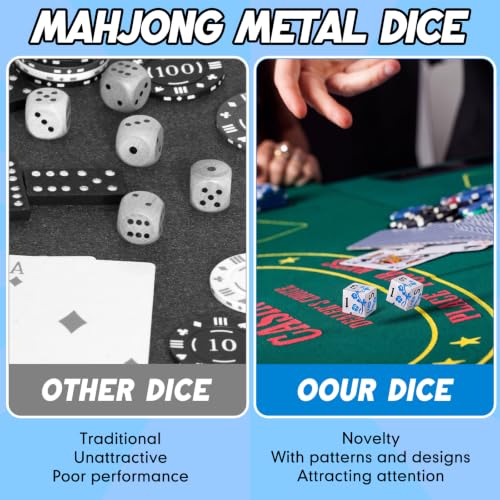 2 Pcs Mahjong Dice Metal, Modern, Silver Blue | D6 Mah Jong Dice,Standard Size Mahjong Dice, Durable Material, Replacement for Lost Dice, Board Game Mahjong Supplies - color: Silver Blue, size: Modern