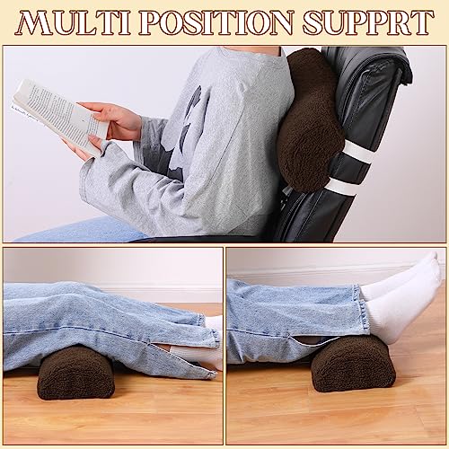 Sintuff Recliner Leg Rest Cushion Sofa Footrest Pillow with Cover Half Moon Bolster Pillow Under Knee Pillow for Sleeping On Back Alleviating Pain, 19.7 x 8 x 3.5 Inch (Coffee) - color: Coffee
