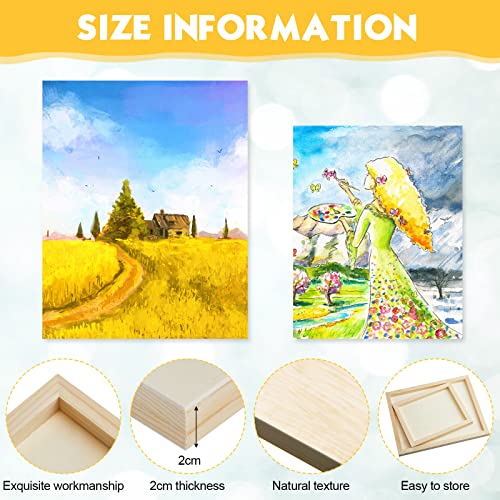 16 Pack Unfinished Wood Canvas Boards Blank Wooden Painting Panels Bulk for Deep Cradle Boards Painting Drawing Pouring Arts, Crafts, Paints and More (8 x 10 Inch, 11 x 14 Inch)