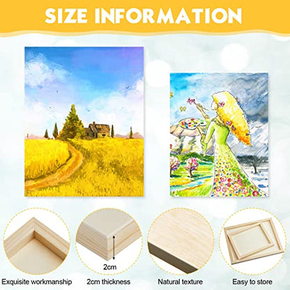16 Pack Unfinished Wood Canvas Boards Blank Wooden Painting Panels Bulk for Deep Cradle Boards Painting Drawing Pouring Arts, Crafts, Paints and More (8 x 10 Inch, 11 x 14 Inch)