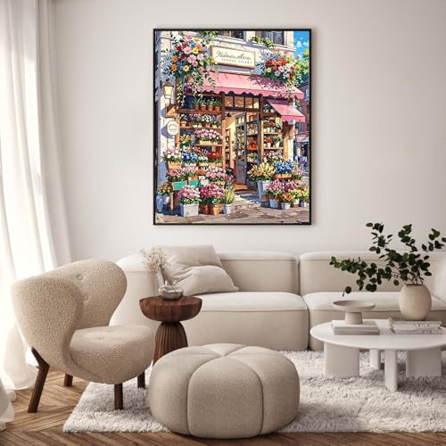 Paint by Numbers Kit for Adults, Flower Shop Number Painting, 16 x 20 Inch | DIY Adult Paint by Number Kit on Canvas for Beginners, without Frame, Floral Boutique Wall Decor, Stress Relief Craft Gift - color: TRTDNF1P304
