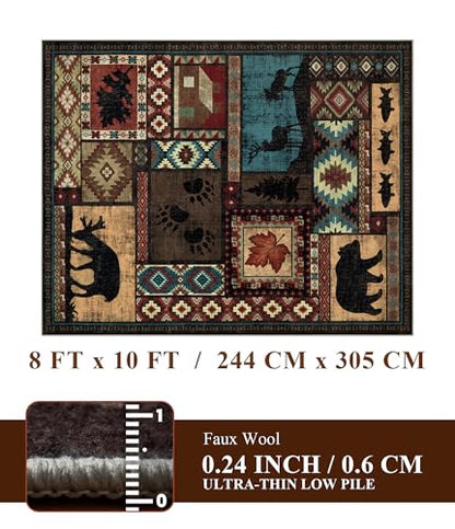 YIHOUSE 8x10 Rustic Cabin Area Rugs for Living Room, Brown - color: Brown, size: 8'x10' (Rectangular)