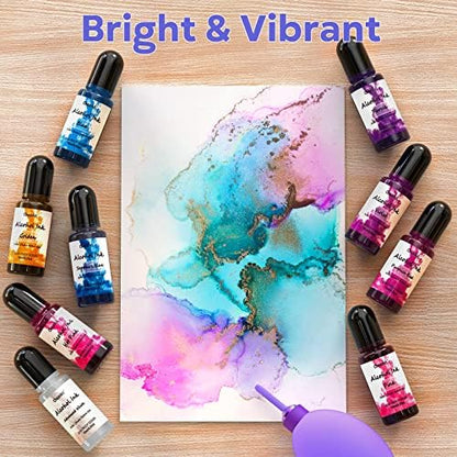 CHEAPART Alcohol Ink Set 48 Vibrant Colors(Each 0.35oz), Paint Resin Dye | Concentrated Fast Drying Pigment, Alcohol-Based Resin Ink for Epoxy Art Tumblers Coasters Acrylic Fluid Painting Crafts - size: 48 PCS
