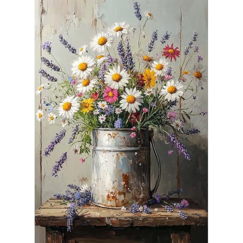 Diamond Art Painting Kits for Adults, Wildflower Daisy Bouquet Full Drill Diamond Dots Paintings for Beginners, Round 5D Paint with Diamonds Pictures Gem Art Painting Kits DIY Crafts Kits 12x16In - color: Wildflower