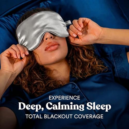 ASUTRA Silk Eye Pillow for Sleep, Silver - Filled w/Lavender (One Size) - color: Silver