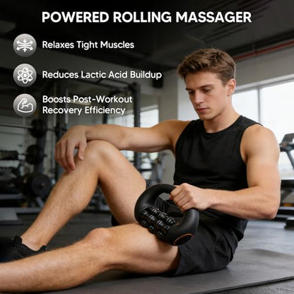 Electronic Rolling Body Massager, Handheld Deep Tissue Muscle Massager with 3 Adjustable Speeds, for Foot and Leg, Home, Office and Sports Use