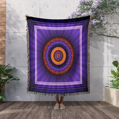 3dRose 12 Blue red Gold Glowing Energy Power Meditation Orient Peace Harmony NewAge Woven Blanket