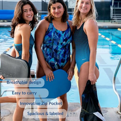 Sporti Mesh Swim Bag Drawstring Backpack, Equipment Bags For Swimmer - color: Aqua, style: 2. Mesh Bag With Zipper Pocket
