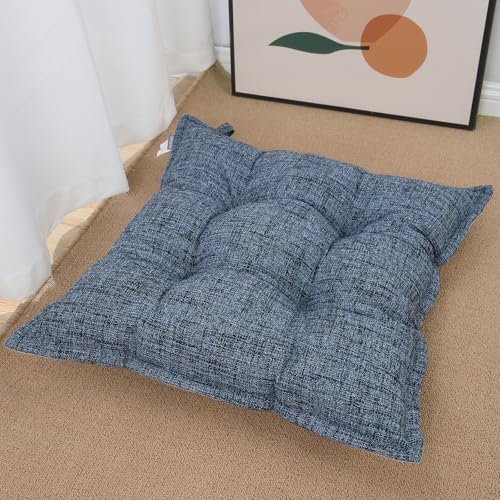 SINSOSSO Large Floor Pillow 22", Thickened Bite-Size Memory Foam Square Non-Slip Cushion for Office Back Support/Indoor Yoga/Chair Seat, Fashionable Color-Blocked Fabric & Washable, Blue, 1 PCS - color: Blue