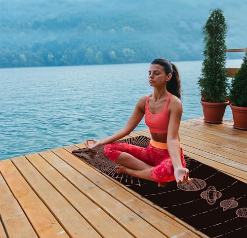 nuveti Printed Travel Yoga Mat 1/16 Inch Thick Non Slip Fitness Workout Mat | with Carrying Bag, Foldable Lightweight Suede & Natural Rubber Yoga Mat for Yoga Pilates and Fitness 72" L x 24" W x 1.5mm - color: TaiYangXiXingXing