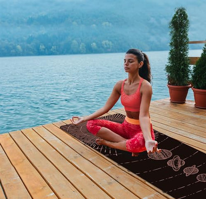 nuveti Printed Travel Yoga Mat 1/16 Inch Thick Non Slip Fitness Workout Mat | with Carrying Bag, Foldable Lightweight Suede & Natural Rubber Yoga Mat for Yoga Pilates and Fitness 72" L x 24" W x 1.5mm - color: TaiYangXiXingXing