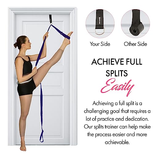 Stretching Strap with Door Anchor for Splits and Flexibility Training - color: Purple