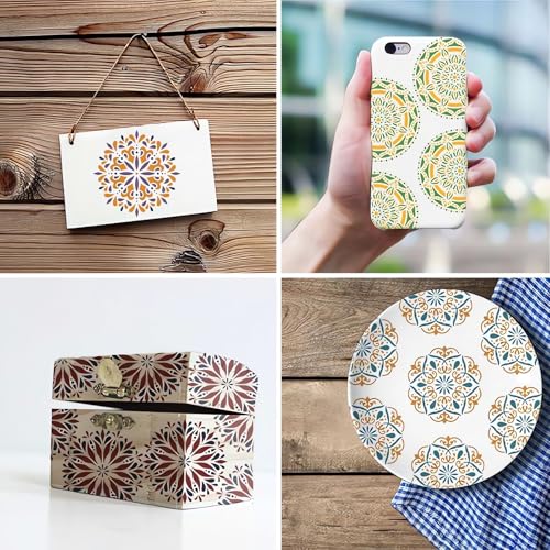 Mandala Stencils for Painting, 64 Pcs 5 Inch for Wood Signs Canvas | Reusable & Easy to Clean, Boho Rangoli Patterns, Gift Boxes, Scrapbooks, Paper Projects, Beginner Friendly - color: Mandala