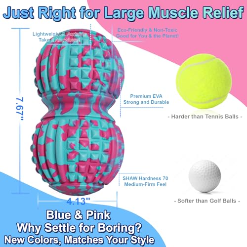Deep Tissue Massage Ball for Exercise & Recovery - SGS Certification - Targets Back, Shoulder, Legs&Feet - Relieves Muscle Knots, Joint Pain&Tightness, Pressure Point Therapy- Myofascial Release Ball - color: Blue&pink, size: 1-Pack | 7.87-inch