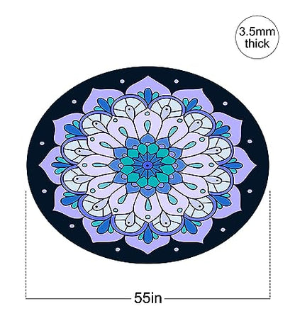 nuveti Large Meditation Mat Non Slip Round Yoga Mat Natural Rubber with Sueded Surface Exercise Mat Perfect for Meditating, Stretching, Yoga（140CM X 3.5MM Thick) - color: JingRuoAnLan